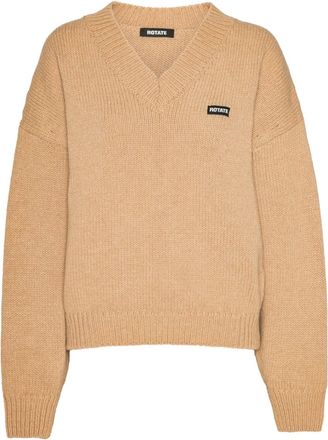 Rotate V-neck wool sweater - Brown
