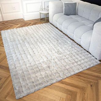 Nazar Rugs Alfombra suave gris aspecto burbujas - 80x150