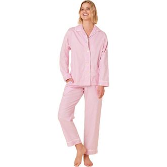 The Cats Pajamas Luxe Pima Pajama Set Conversational in Classic Gingham Pink at Nordstrom, Size X-Large