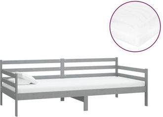 vidaXL Vidaxl - Sof&aacute; Cama Con Colch&oacute;n Madera De Pino Maciza Gris 90x200 Cm