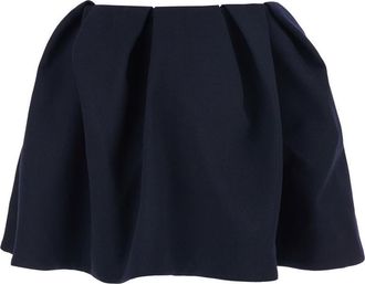 Shushu/Tong Blue Pleated Miniskirt With Rear Concealed Zip Closure In Wool Woman