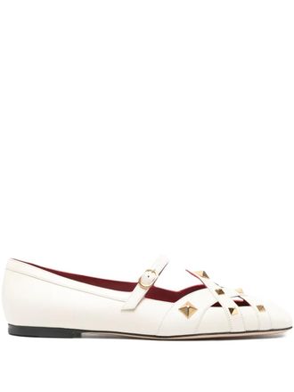 Valentino Garavani studdy rockstud ballet flats - Neutrals