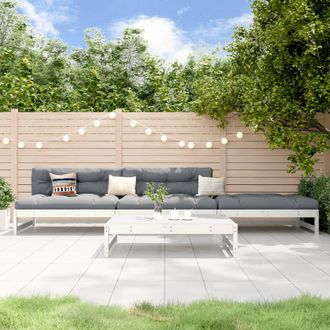 vidaXL Vidaxl - Juego De Muebles De Jard&iacute;n 4 Pzas Madera Maciza De Pino Blanco