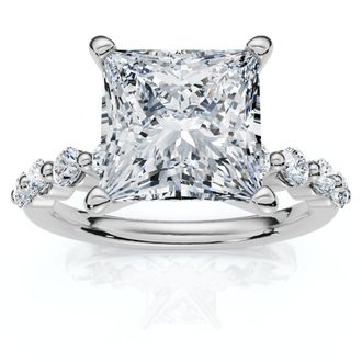 Pompeii3 Certified Monica Princess Cut 3 1/2Ct Diamond Engagement Ring 14k Gold Lab Grown
