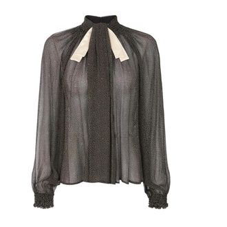 Elisabetta Franchi Crepon blouse met micro-stippenprint - Dames - Blouses & Shirts - Zwart - Maat: L Satijn