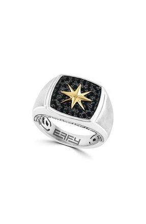 Effy Sterling Silver & 14K Gold Black Sapphire Starburst Ring at Nordstrom Rack, Size 10