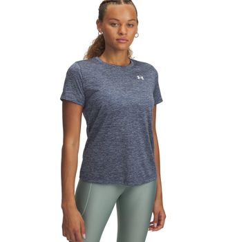 Under Armour Trainingsshirt UNDER ARMOUR TECH SSC- TWIST, Damen, Gr. XS, downpour gray,, wei&szlig;, Obermaterial: 100% Polyester, normal, Rundhals, Shirts Trainingsshir
