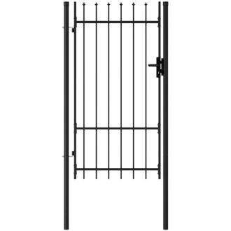 vidaXL Cancela De Valla Con Una Puerta Y Puntas Acero Negro 1x1,75 M Vidaxl
