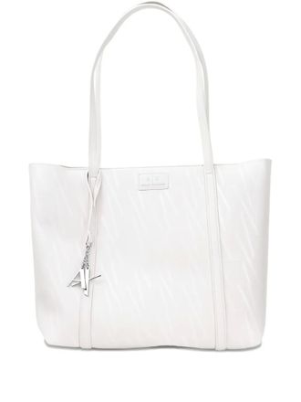 A|X Armani Exchange Borsa tote con placca logo - Bianco
