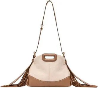 Maje Canvas and leather Miss M Mini bag in Moka/white at Nordstrom, Size Medium