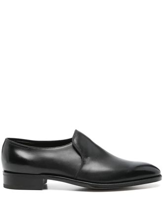 John Lobb leather slip-on shoes - men - Leather/Leather/Leather - 10 - Black