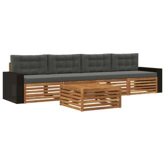 vidaXL Conjunto De Sof&aacute;s De Exterior 5 Pcs Natural Y Antracita Vidaxl