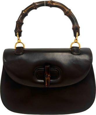 Gucci Brown Leather Handbag Tote Bag (Pre-Owned)