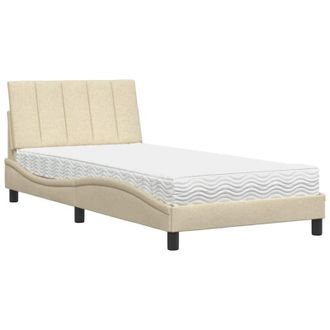 vidaXL Cama Con Colch&oacute;n Tela Color Crema 100x200 Cm Vidaxl
