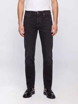 HUGO BOSS Jeans skinny slim fit a vita media in denim di cotone nero