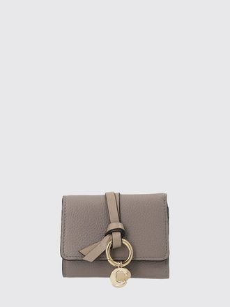 Chlo&eacute; Portafoglio trifold piccolo in pelle di vitello grigio con charm