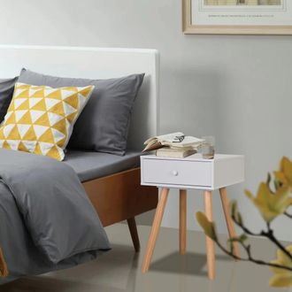 vidaXL Tablas De Cabecera 2 Pcs Pino S&oacute;lido 40x30x61 Cm Blanco