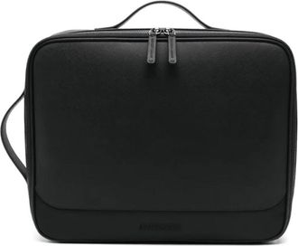 Emporio Armani Backpacks, male, Black, Size: ONE SIZE Black Laptop Bag with Embossed Logo