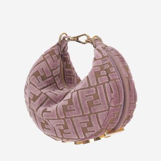 Fendi Womens Shoulder Bag Fendigraphy Mini Velvet Pink Polyester