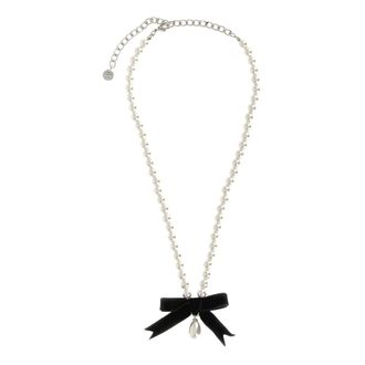 Self Portrait Black Bow Pearl Necklace - female - Self Portrait - Necklaces - Multicolor - ONE SIZE - Accessories