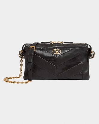 Valentino Garavani Small Chevron Patchwork Leather Shoulder Bag