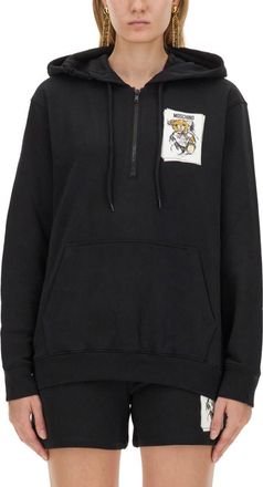 Moschino Black Graphic Hood Sweatshirt