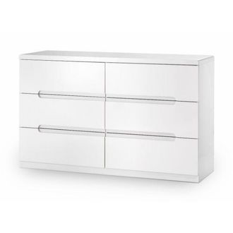 Julian Bowen Manhattan Chest of 6 Drawers 1.3m White - Julian Bowen | TJ Hughes