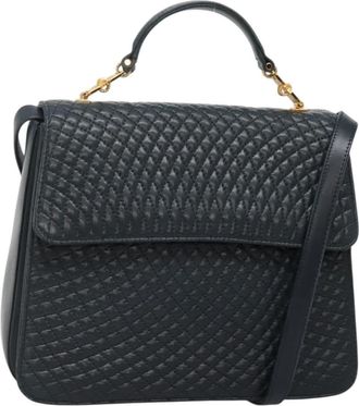 Bally Vintage Handbag Quilted Leather Leather Handbag (Pre-Owned)