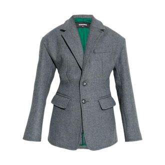 Dsquared2 Blazers, female, Gray, Size: 2XS Double Jacket for a Relaxed Look