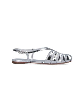 Ferragamo Metallic Silver Strappy Sandals