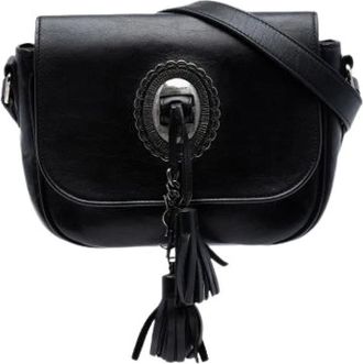 Saint Laurent Pre-owned Fringed Tassel Crossbody Tas - Dames - Vintage Schoudertas - Zwart - ONE Size - Leer - Vintage