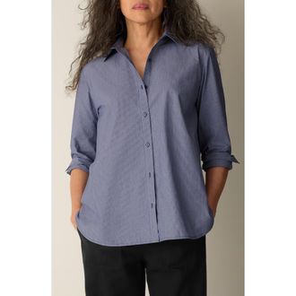Eileen Fisher Organic Cotton Long Shirt in Infinity at Nordstrom, Size Xx-Small