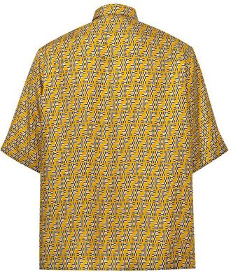 Fendi Mens Yellow Silk Shortsleeve Shirt