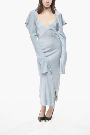 SETCHU Satin Slip Dress with Removable Sleeves Setchu