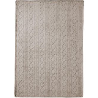 Lucky Brand Cable Knit Faux Fur Throw in Beige at Nordstrom Rack
