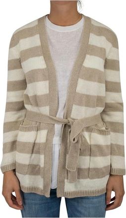 Max Mara Oversized Gingham Cardigan - Dames - Vesten - Beige - M - Linnen - Truien & Vesten