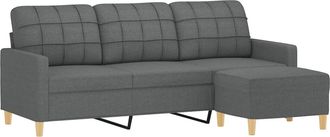 vidaXL Vidaxl - Sof&aacute; De 3 Plazas Con Taburete De Tela Gris Oscuro 180 Cm