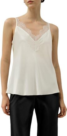 LilySilk Womens Bias Cut Lace-Trimmed Silk Camisole in Ivory at Nordstrom, Size X-Small