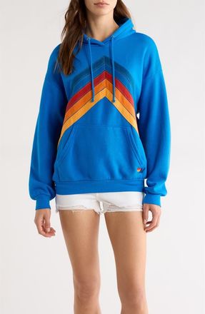 Aviator Nation Mountain Stitch Chevron Hoodie in Adventure Blue at Nordstrom, Size Large