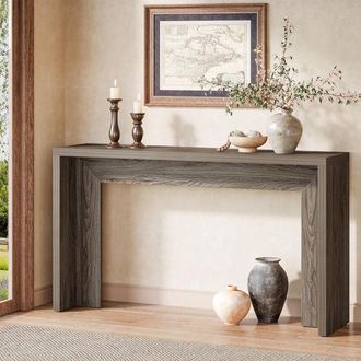 Tribesigns Tribesigns Farmhouse Console Table, 55-Inch Wooden Sofa Table with Storage for Entryway, Foyer, Hallway, Living Room, Easy Assembly, Rustic Brown