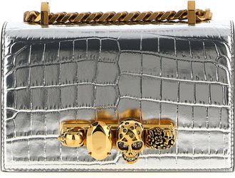 Alexander McQueen Jewelled Satchel Borse A Tracolla Silver-Donna