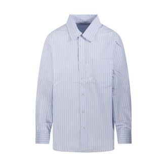 Dunst Shirts, female, Blue, Size: M Oversized Striped Shirt