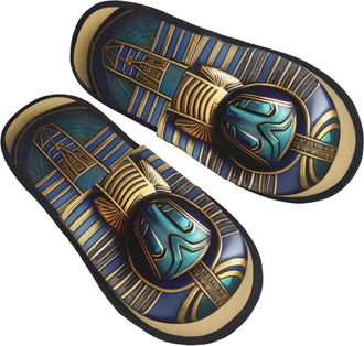 Generic Egyptian Scarabs Women Men House Slippers Cosy Slippers Fuzzy Shoes For Indoor Winter Bedroom M