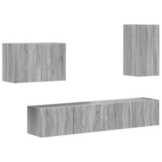 vidaXL Conjunto De Mueble Para Tv De Pared 4 Pcs Gris Sonoma Vidaxl