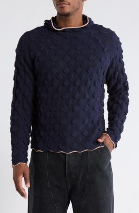 Brain Dead Bubble Knit Hoodie in Midnight Blue at Nordstrom, Size Xx-Large