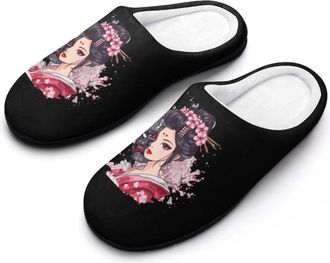 Generic Japanese Geisha Ghost Mask Printed Mens Slippers Comfortable And Non-slip Cotton Slipper Shoe for House