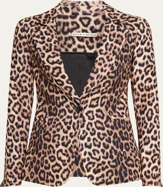 Alice & Olivia Macey Leopard Fitted Blazer