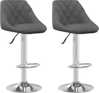 vidaXL Bar Stool 2 Pcs Dark Grey Velvet vidaXL