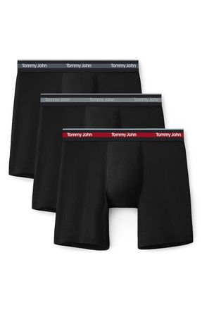 Tommy John 3-Pack Comfort Micro 6-Inch Boxer Briefs in Black, Black (Monument Wb), Black (Haute Red Wb) at Nordstrom, Size Xx-Large