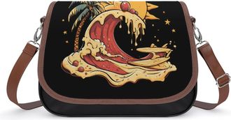 Generic Pizza Waves Womens Crossbody Bag Fashion Shoulder Handbags Message Tote Bag with Adjustable Strap